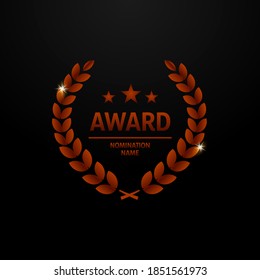 Bronze-Lorbeer-Logo-Design auf schwarzem Hintergrund