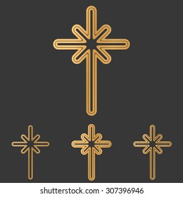 Bronze line cross logo design set