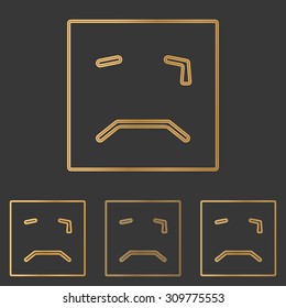 Bronze line crying face logo design set