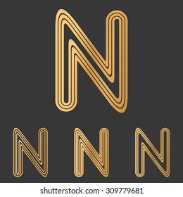 Bronze line n logo design set