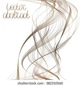 Bronze Lines and Beige Waves. Vector Illustration