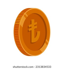 Bronze Lira Coin Turkish Money Copper Vector