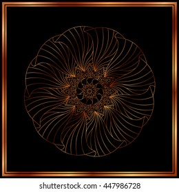 Bronze Mandala. Copper mandala. Copper pattern. Royal decorative symbol. Shiny medallion. 