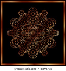 Bronze Mandala. Copper mandala. Copper pattern. Royal decorative symbol. Shiny medallion.