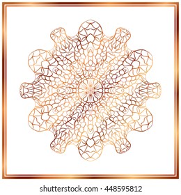 Bronze Mandala. Copper mandala. Copper pattern. Royal decorative symbol. Shiny medallion.