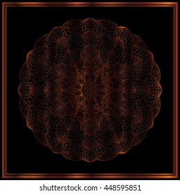 Bronze Mandala. Copper mandala. Copper pattern. Royal decorative symbol. Shiny medallion.