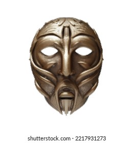 Máscara de bronce. Ilustración del vector de semitono. Aislado sobre fondo blanco.