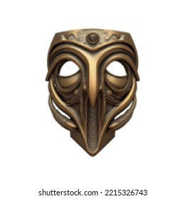 Bronze mask. Pixelated Vector illustration. Isolated on white background.