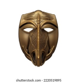 Bronze mask. Pixelated Vector illustration. Isolated on white background.