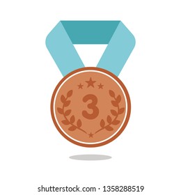 bronze medal. bronze badge icon. Sport, business achievement, victory concept. Vector illustration. 