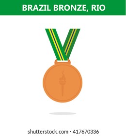 Bronze medal. Brazil. Rio. Olympic games 2016. Vector illustration.