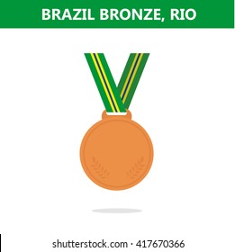 Bronze medal. Brazil. Rio. Olympic games 2016. Vector illustration.