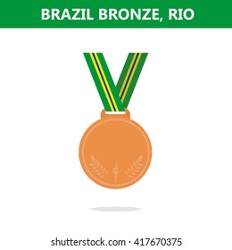 Bronze medal. Brazil. Rio. Olympic games 2016. Vector illustration.