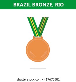 Bronze medal. Brazil. Rio. Olympic games 2016. Vector illustration.