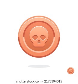 Bronze medal. Coin icon. Poison. Game coin. Coin with the skull. Graphic user interface design element. Game coin. Money symbol. Game elements. Bank payment symbol. Game purchases. Financial. purchase