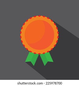 Bronze medal flat icon with long shadow. Vector illustrations eps10.