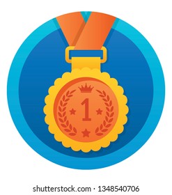 Bronze medal icon in flat rounded design 