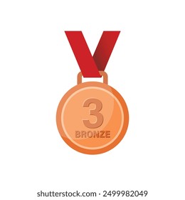 Bronze medal icon in flat style. Trophy award vector illustration on isolated background. Winner sign business concept.