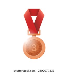 Bronze medal icon in flat style. Trophy award vector illustration on isolated background. Winner sign business concept.