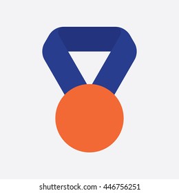 Bronze medal icon on blue ribbon
