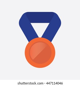 Bronze medal icon on blue ribbon