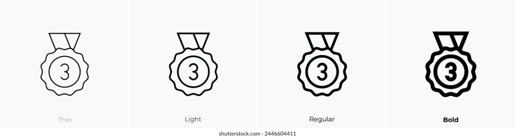 bronze medal icon. Thin, Light Regular And Bold style design isolated on white background