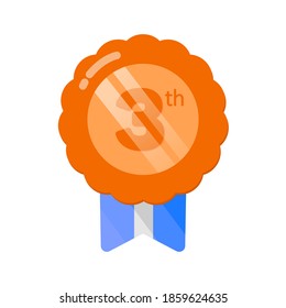 Bronze Medal Icon in trendy flat style. Medal symbol for your web site design, logo, app, UI. Vector illustration.