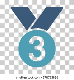 Bronze Medal icon. Vector illustration style is flat iconic bicolor symbol, cyan and blue colors, transparent background. Designed for web and software interfaces.