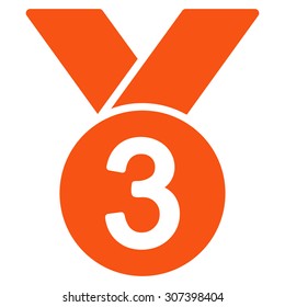 Bronze medal icon. Vector style is flat symbols, orange color, rounded angles, white background.