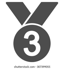 Bronze medal icon. Vector style is flat symbols, gray color, rounded angles, white background.