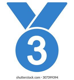 Bronze medal icon. Vector style is flat symbols, cobalt color, rounded angles, white background.