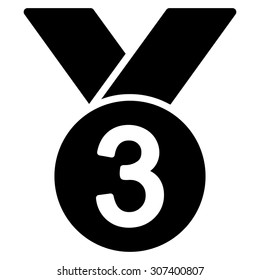 Bronze medal icon. Vector style is flat symbols, black color, rounded angles, white background.