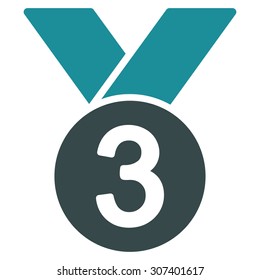 Bronze medal icon. Vector style is flat bicolor symbols, soft blue colors, rounded angles, white background.
