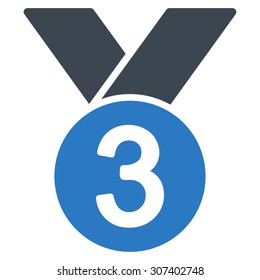 Bronze medal icon. Vector style is flat bicolor symbols, smooth blue colors, rounded angles, white background.