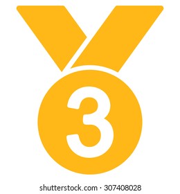 Bronze medal icon. Vector style is flat symbols, yellow color, rounded angles, white background.