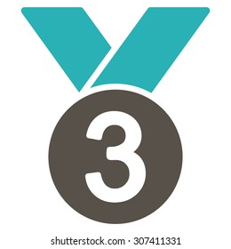 Bronze medal icon. Vector style is flat bicolor symbols, grey and cyan colors, rounded angles, white background.