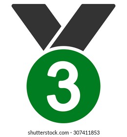 Bronze medal icon. Vector style is flat bicolor symbols, green and gray colors, rounded angles, white background.
