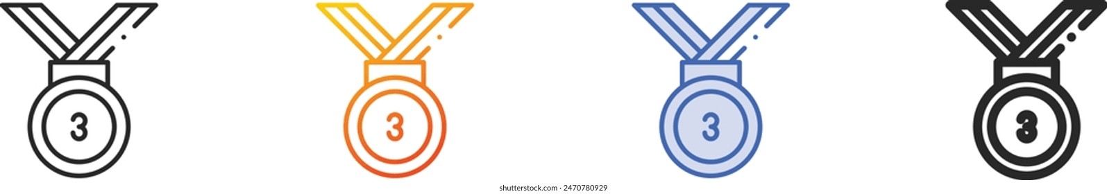 bronze medal icon.Thin Linear, Gradient, Blue Stroke and bold Style Design Isolated On White Background