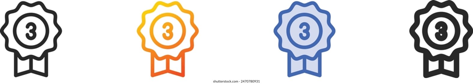 bronze medal icon.Thin Linear, Gradient, Blue Stroke and bold Style Design Isolated On White Background