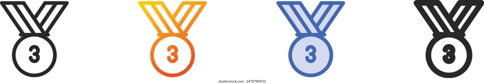 bronze medal icon.Thin Linear, Gradient, Blue Stroke and bold Style Design Isolated On White Background