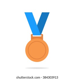 Bronze medal isolated on background. Bronze medal for first place. Bronze medal flat icon