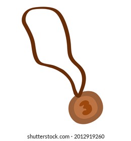 Bronze medal logo icon sign Hand drawn doodle cute design Victory symbol Sport lifestyle Winner championship Cartoon children's game style Fashion print clothes apparel greeting invitation card cover