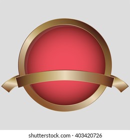Bronze medal with red inner circle and blank ribbon. Bronze award with ribbon and place for text.