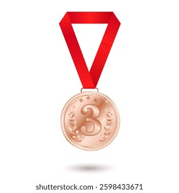 Bronze medal for third place with red ribbon