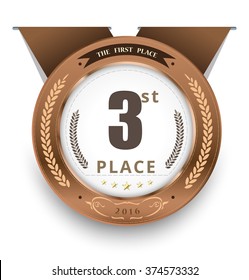 Bronze medal for third place. vector illustration
