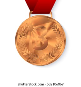 bronze medal, third place. vector illustration