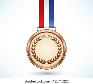 Bronze medal with tricolor ribbon