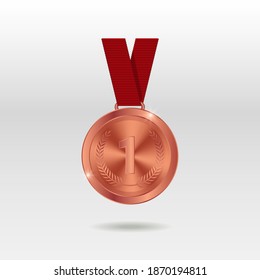 Bronze Medal Vector. Bronze 1st Place Badge. Sport Game Golden Challenge Award