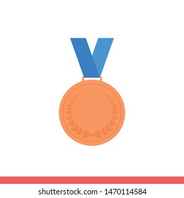 Bronze medal vector icon, award symbol. Simple, flat design for web or mobile app