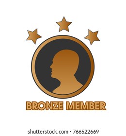 Bronze member with human and star icon, web icon